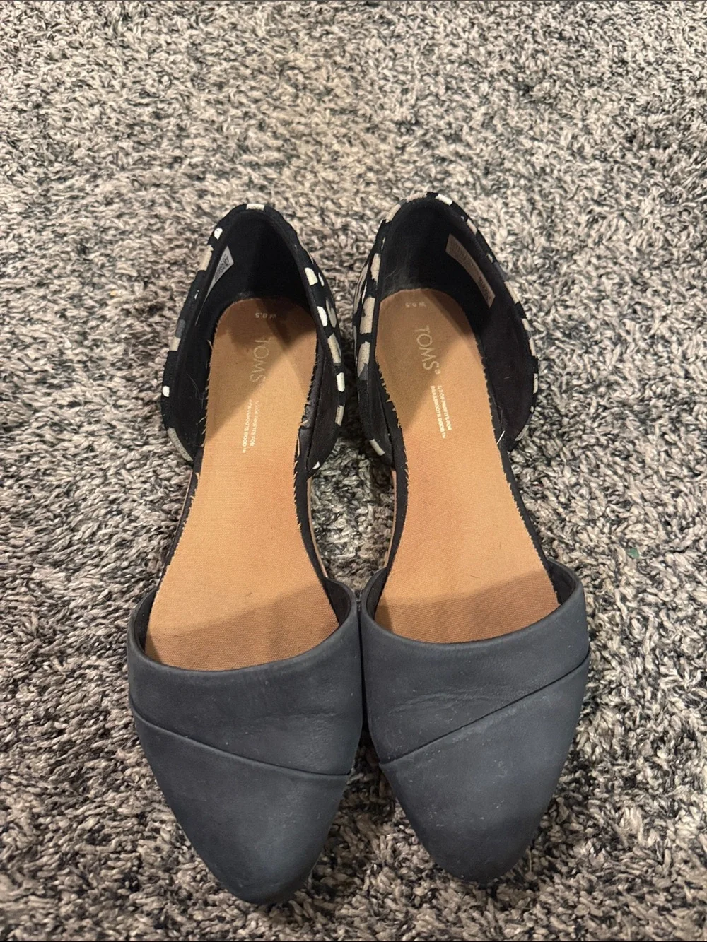 TOMS Women’s 8.5 Black Leopard D’Orsay Flats Slip On Shoes